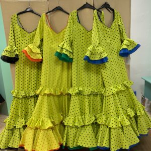 VESTIDO VERDE LIMA LUNAR CON CANCAN COLOR