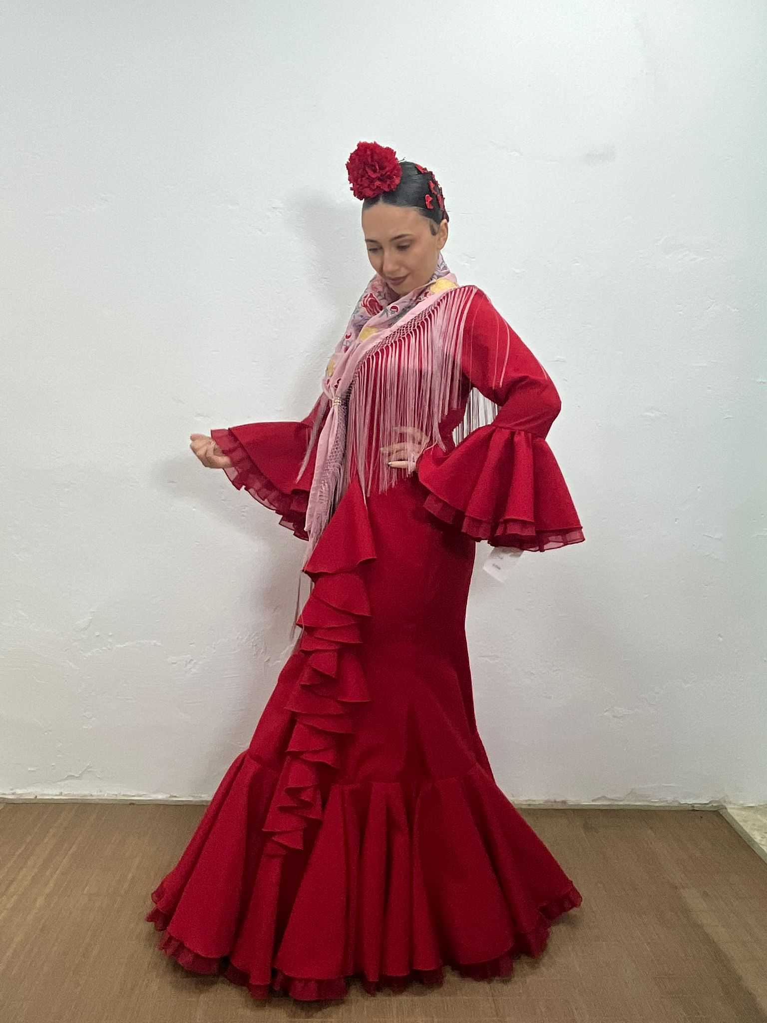 VESTIDO CASCADA ROJO TULL ROJO Y NEGRO - Imagen 3