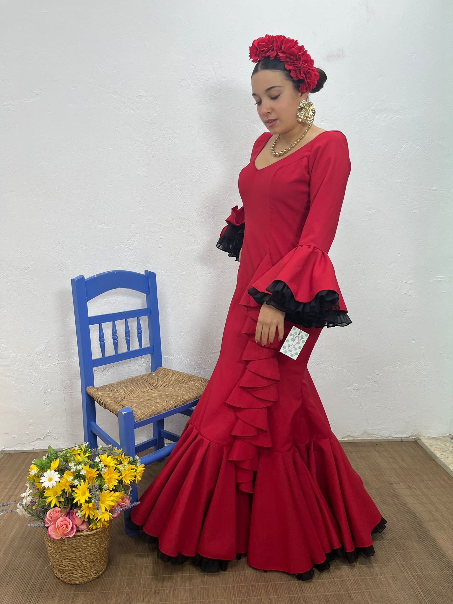 VESTIDO CASCADA ROJO TULL ROJO Y NEGRO - Imagen 4