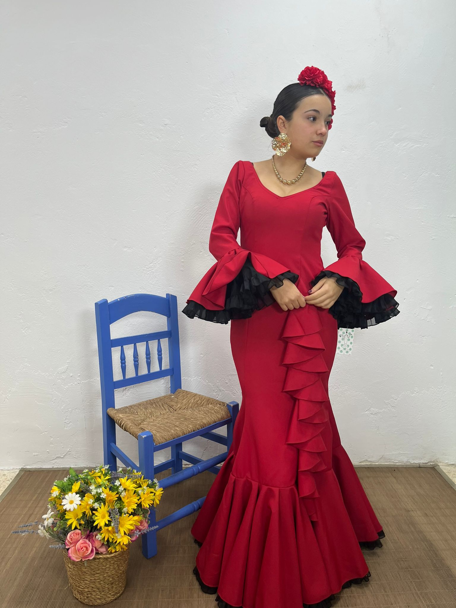 VESTIDO CASCADA ROJO TULL ROJO Y NEGRO - Imagen 5