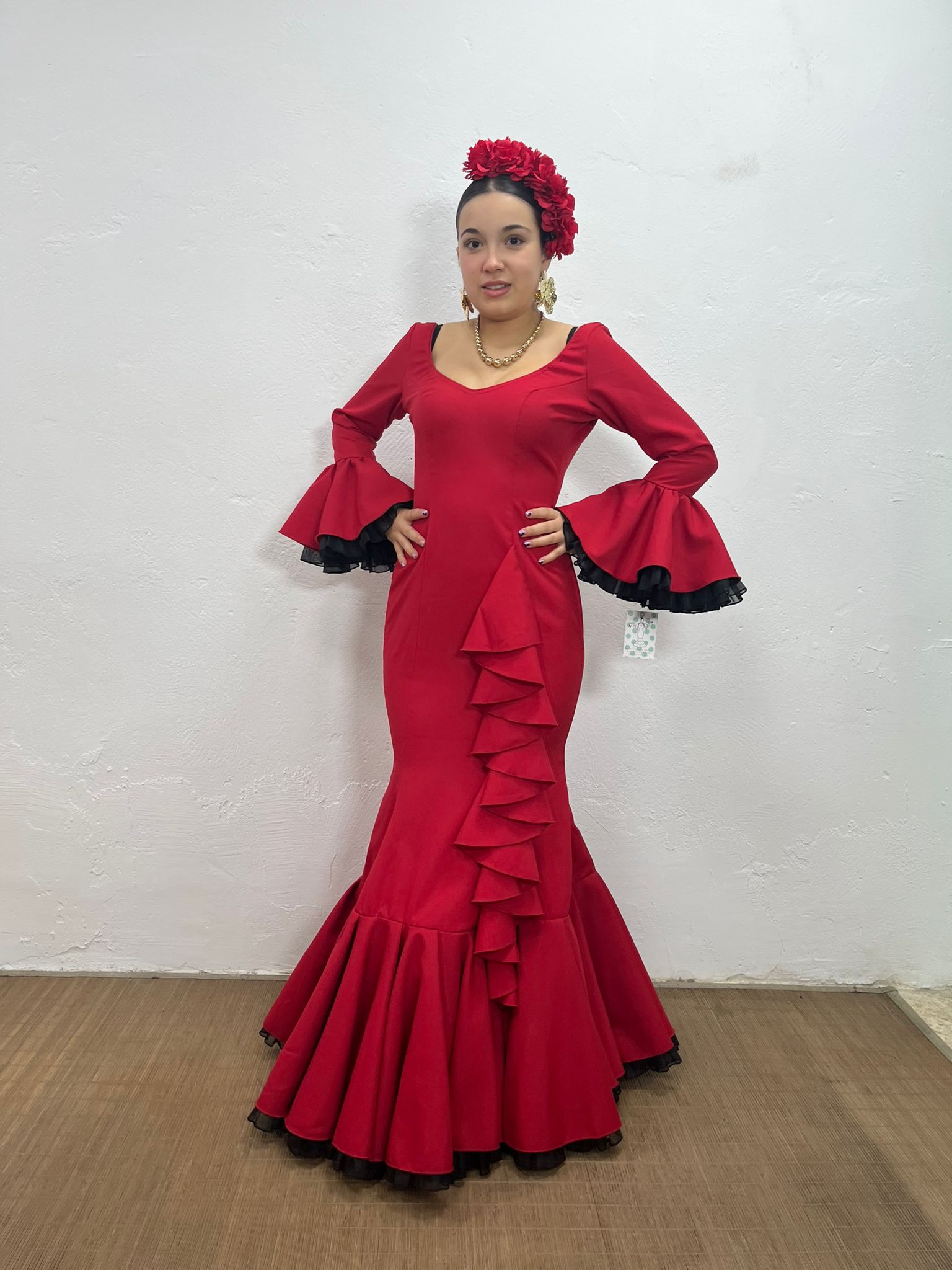 VESTIDO CASCADA ROJO TULL ROJO Y NEGRO - Imagen 6