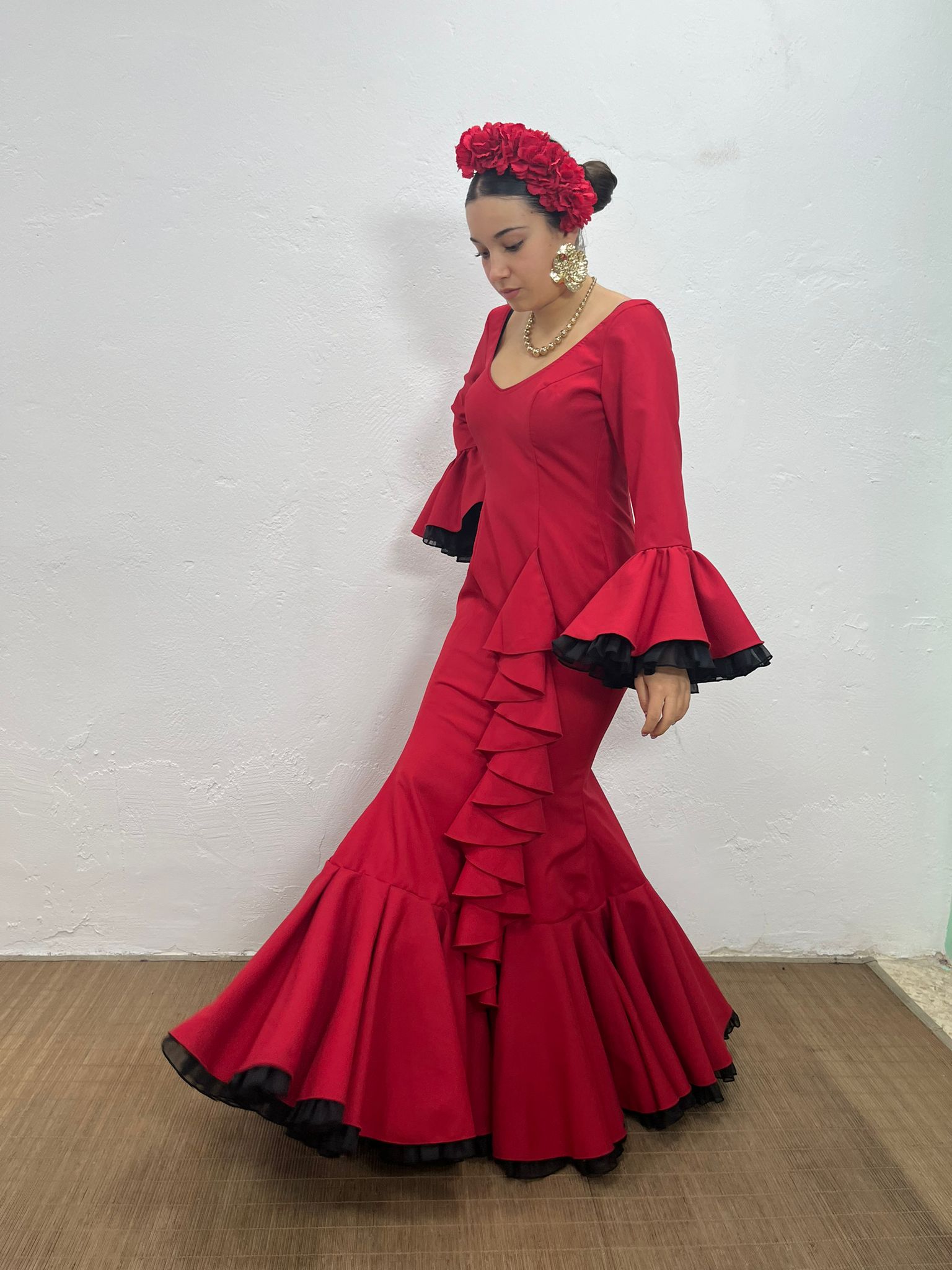 VESTIDO CASCADA ROJO TULL ROJO Y NEGRO - Imagen 7