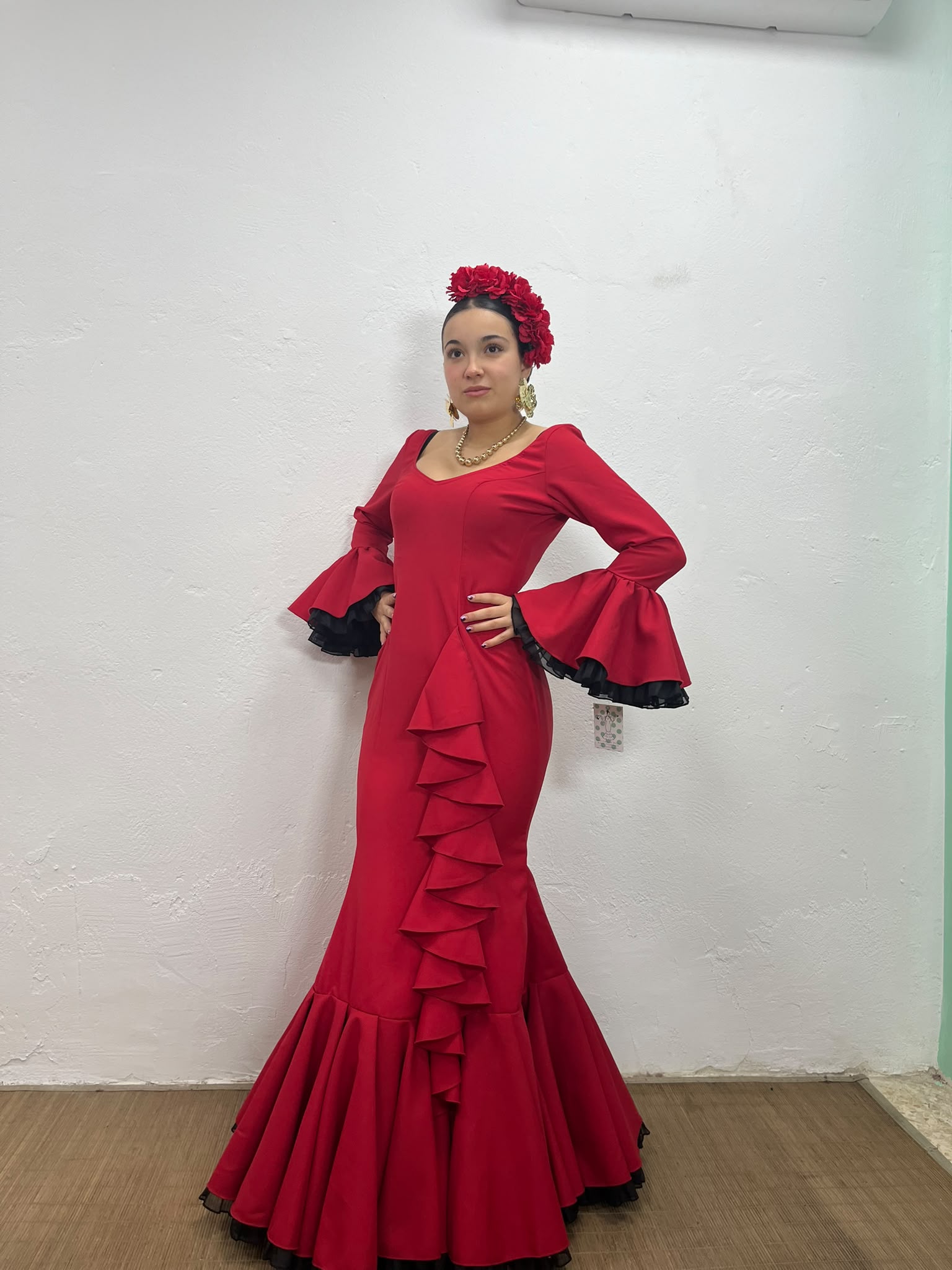 VESTIDO CASCADA ROJO TULL ROJO Y NEGRO - Imagen 9