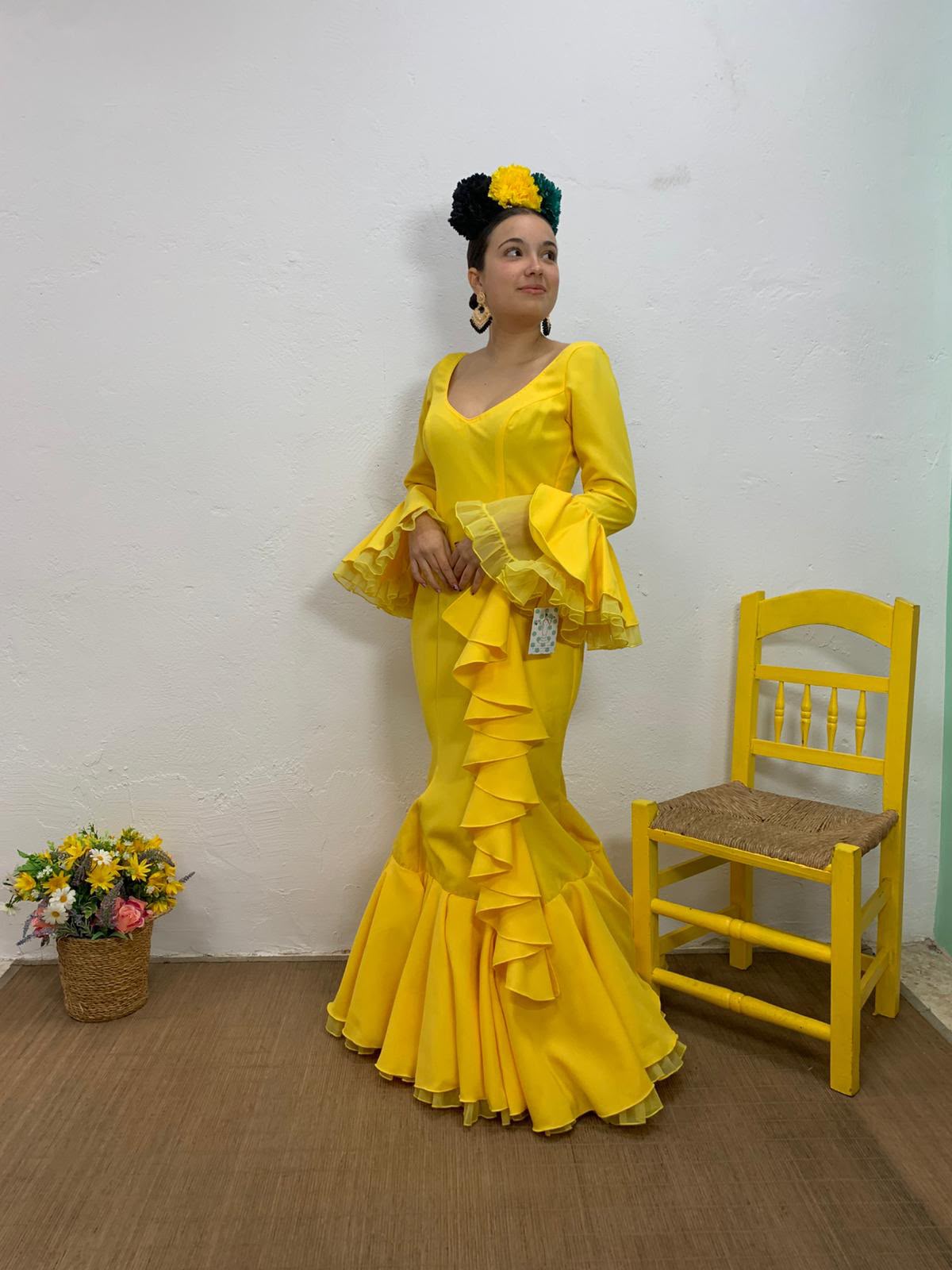 VESTIDO CASCADA AMARILLO TULL AMARILLO Y TULL NEGRO - Imagen 13
