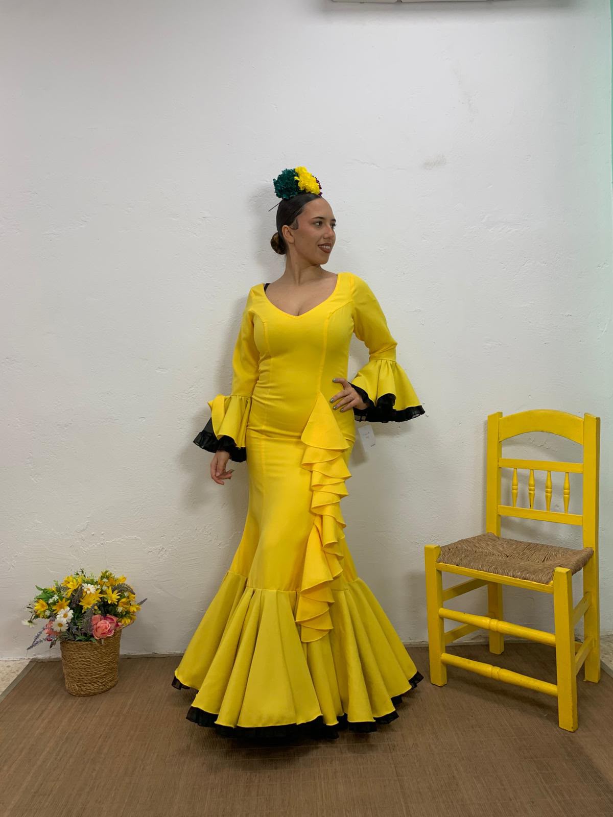 VESTIDO CASCADA AMARILLO TULL AMARILLO Y TULL NEGRO - Imagen 14