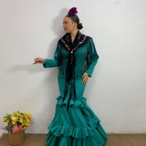 VESTIDO VERDE AGUA OSCURO LISO Y CON LUNAR