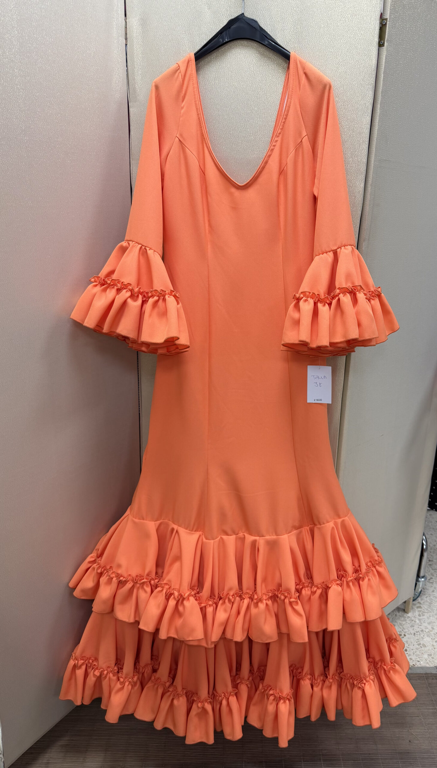 VESTIDO CANASTERO 2 VOLANTES NARANJA
