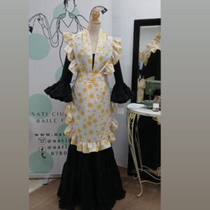 MANDIL Y PICO BLANCO LUNAR AMARILLO DESIGUAL